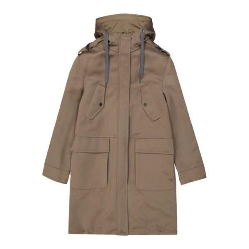 Bruine Katoenen Parka voor Dames Brunello Cucinelli , Brown , Dames