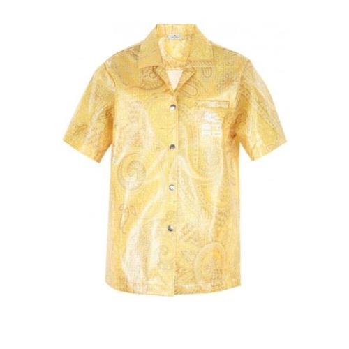 Gele Nylon Shirt met Logo Detail Etro , Yellow , Dames