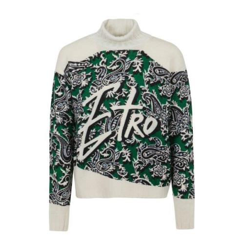 Groene Geribbelde Coltrui Trui Etro , Green , Dames