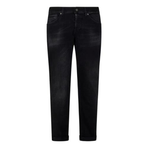 Zwarte Skinny-Fit Stretch Denim Jeans Dondup , Black , Heren