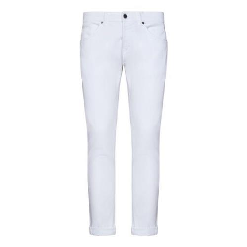Witte Skinny-Fit Jeans met Logo Plaque Dondup , White , Heren