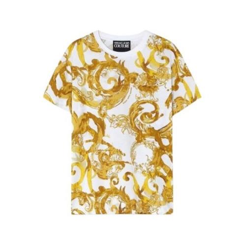 Waterverf Wit T-shirt Versace Jeans Couture , Multicolor , Heren