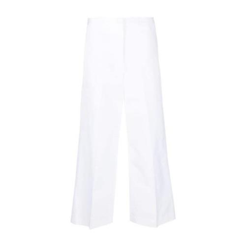 Witte Katoenen Poplin Wijde Pijp Broek Fabiana Filippi , White , Dames