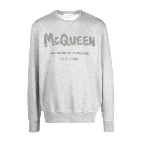 Grijze Logo Print Sweatshirt Alexander McQueen , Gray , Heren