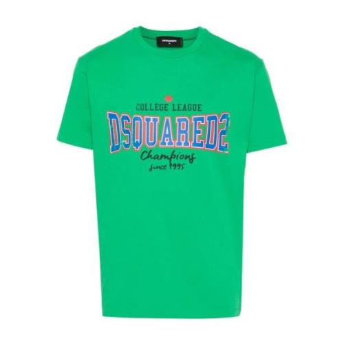 Smaragdgroene College League T-shirt Dsquared2 , Green , Heren