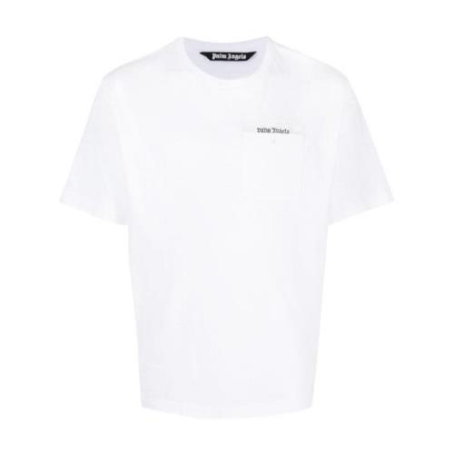 Logo-Tape Katoenen T-Shirt Palm Angels , White , Heren