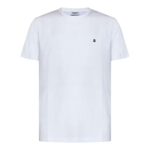 Witte Ribgebreide Crew Neck T-shirts en Polos Dondup , White , Heren