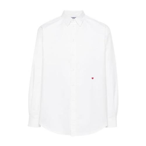 Witte Katoenen Overhemd met Hartmotief Moschino , White , Heren