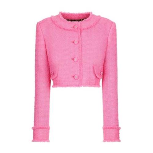 Fuchsia Roze Wolmix Tweed Jas Dolce & Gabbana , Pink , Dames