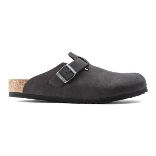 Microfiber Klompen - Boston Stijl Birkenstock , Black , Heren