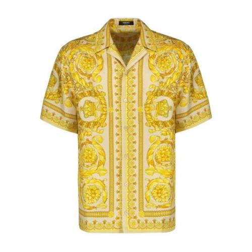 Zijden Barocco Shirt Versace , Yellow , Heren