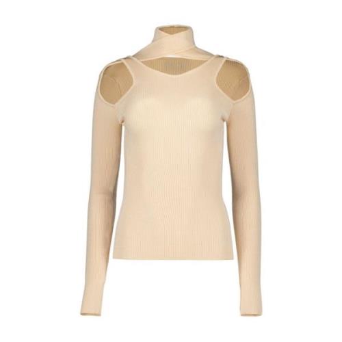 Geribbelde coltrui met uitsparingen Coperni , Beige , Dames