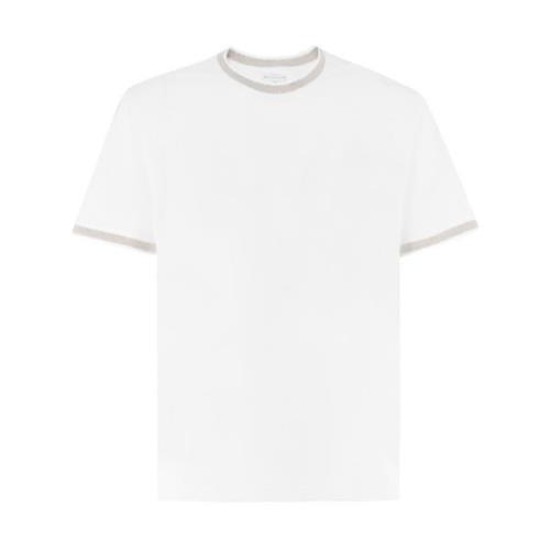 Sportieve Chic Giza Katoenen T-shirt Eleventy , White , Heren