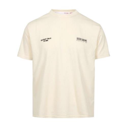 Optisch Wit Katoenen T-shirt met Bedrukt Logo Gcds , White , Heren