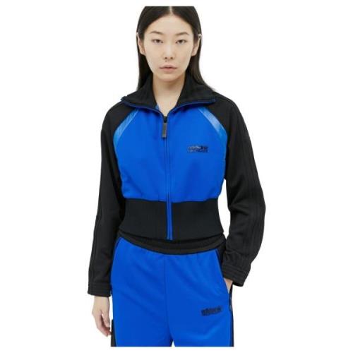 Logo Applique Cropped Sweatshirt Moncler , Blue , Dames