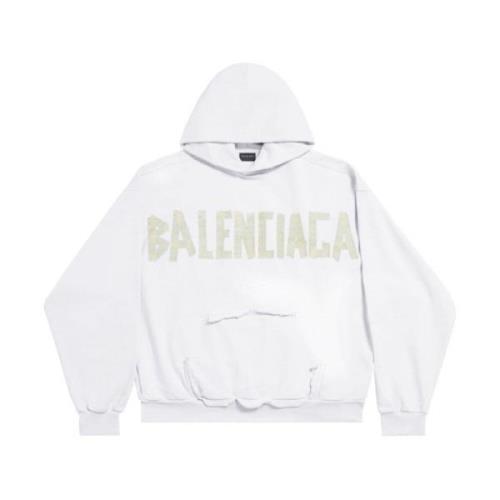 Witte Hoodie met Logo Print Balenciaga , White , Heren