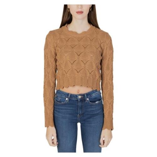Gebreide Crop Sweater voor dames Only , Brown , Dames