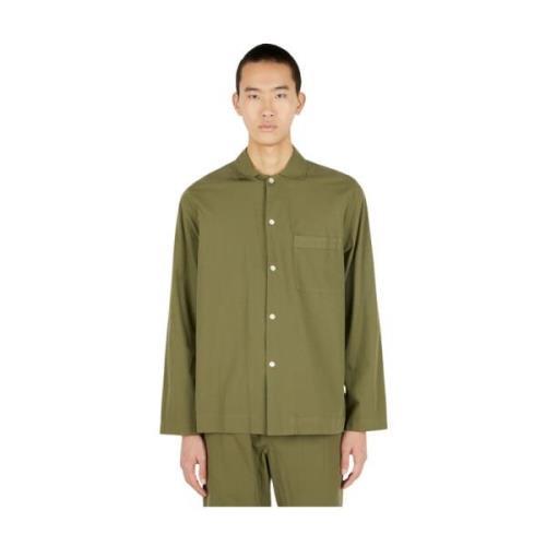 Tijdloze Katoenen Pyjama Shirt Tekla , Green , Heren