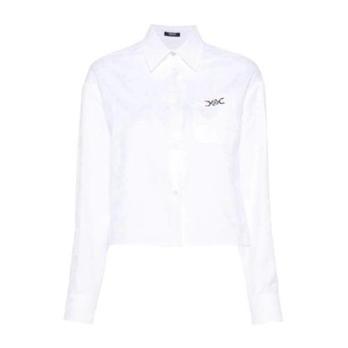 Barok Print Crop Shirt Versace , White , Dames
