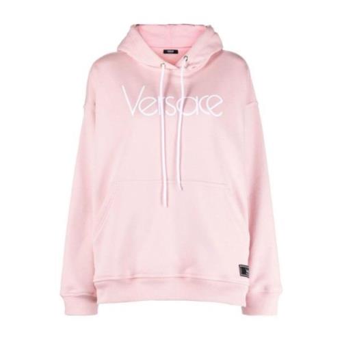 Logo Borduurwerk Hoodie Versace , Pink , Dames