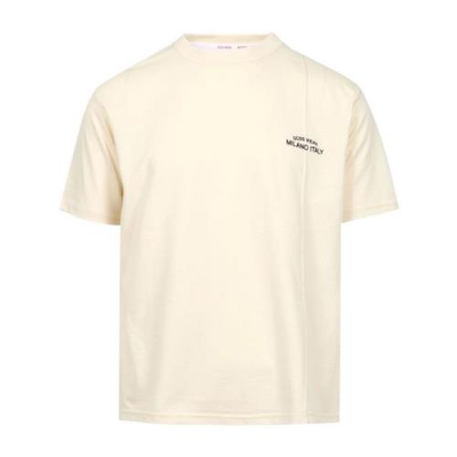 Geborduurd Crew-neck T-shirt met Logo Gcds , Beige , Heren