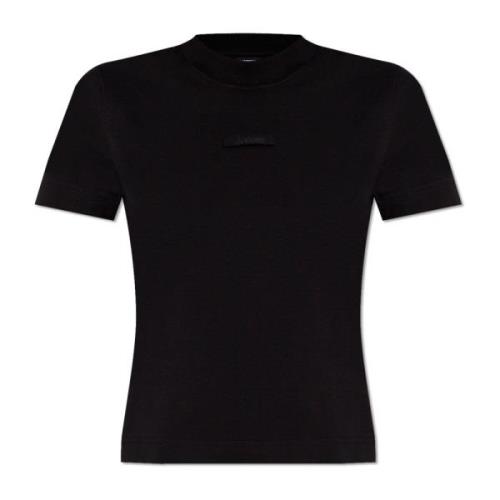 T-shirt met logo Jacquemus , Black , Dames