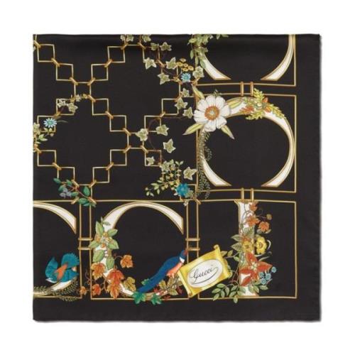 Zwarte Zijden Foulard Sjaal Gucci , Black , Dames