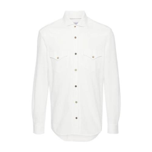 Italiaans Katoenen Shirt Brunello Cucinelli , White , Heren