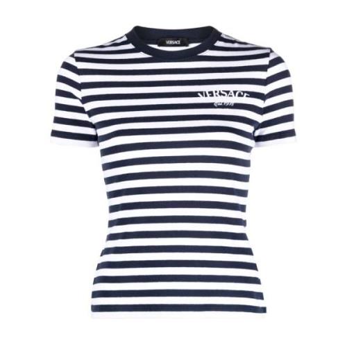 Nautische Strepen Logo T-Shirt Versace , Multicolor , Dames
