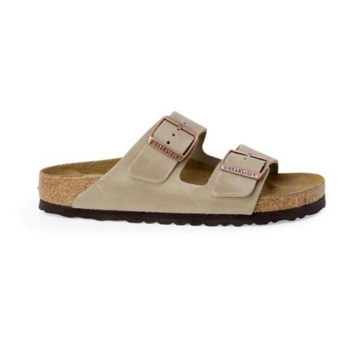 Dames Leren Slippers Birkenstock , Beige , Dames