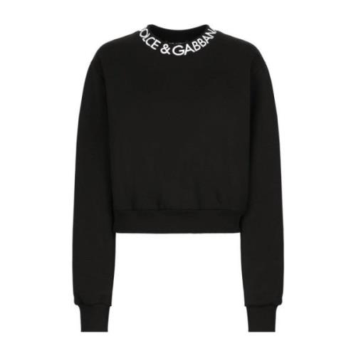 Zwarte Sweatshirt met Lange Mouwen en Logo Dolce & Gabbana , Black , D...