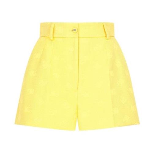 Gele Shorts met Geborduurd Logo Dolce & Gabbana , Yellow , Dames