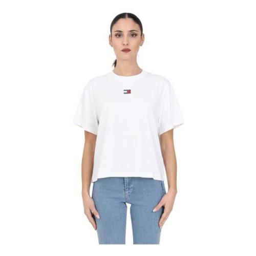 Witte Katoenen Dames T-Shirt Tommy Jeans , White , Dames