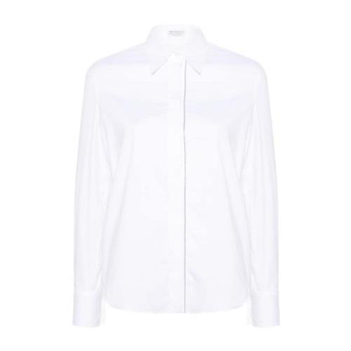 Witte Katoenen Overhemd met Voorsluiting Brunello Cucinelli , White , ...
