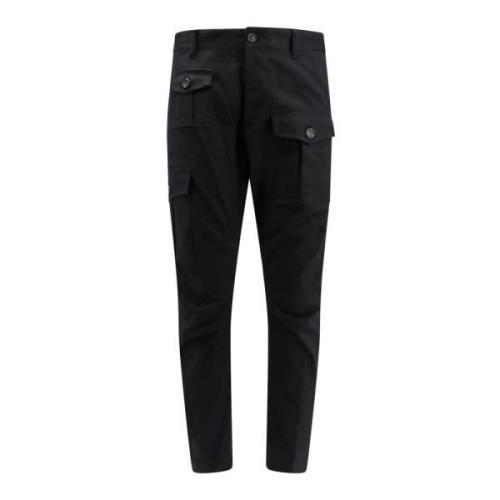 Cargo Broek met Logo Patch Dsquared2 , Black , Heren