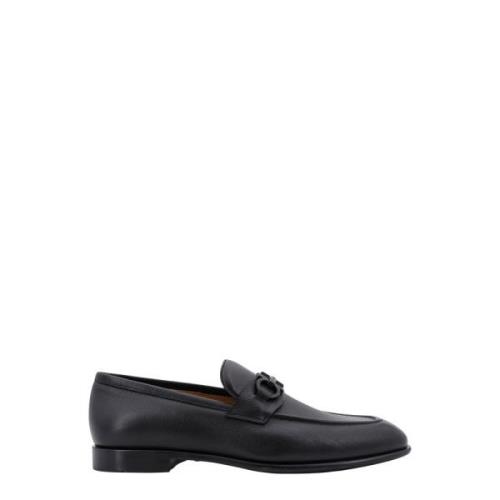 Zwarte Loafer Schoenen met Metalen Logo Salvatore Ferragamo , Black , ...