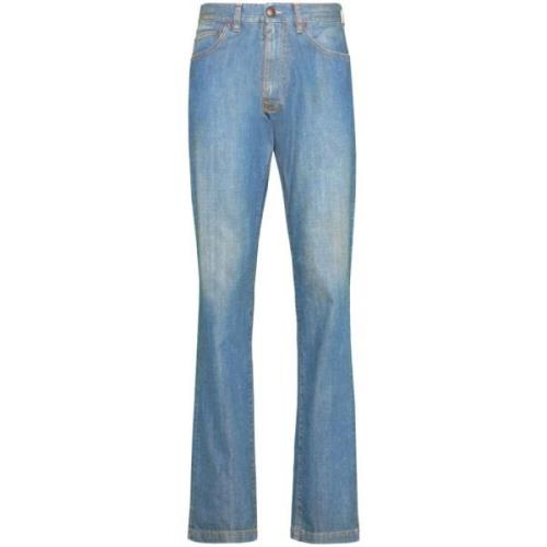 Blauwe Jeans met Licht Vuile Effect Maison Margiela , Blue , Heren