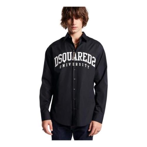 Varsity Shirt met Verlaagde Schouders Dsquared2 , Black , Heren