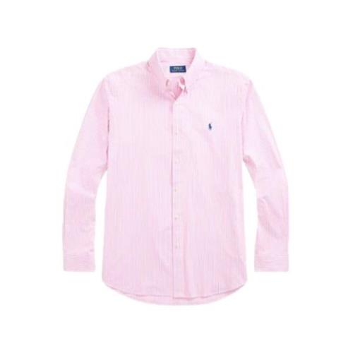 Gestreepte Geknoopte Kraag Katoenen Overhemd Ralph Lauren , Pink , Her...