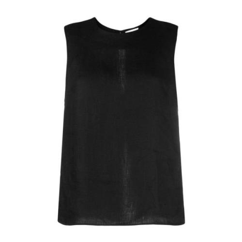 Zwarte Linnen Mouwloze Shirt P.a.r.o.s.h. , Black , Dames