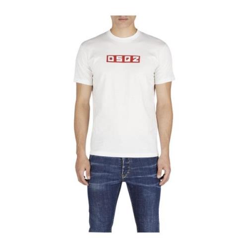 Witte T-shirt met letterprint Dsquared2 , White , Heren