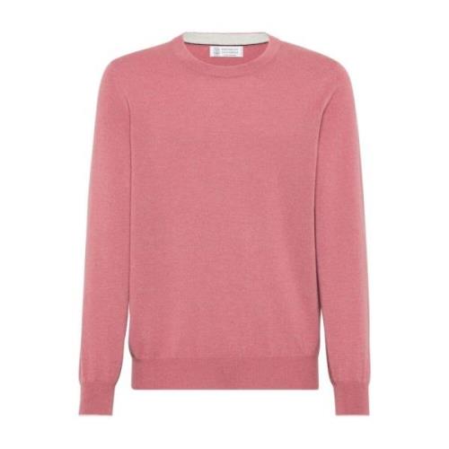 Luxe Cashmere Crew Neck Sweater Brunello Cucinelli , Pink , Heren