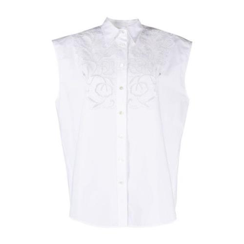 Witte Katoenen Poplin Haakwerk Panel Shirt P.a.r.o.s.h. , White , Dame...