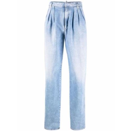 High-waisted boxy jeans met plooien Dsquared2 , Blue , Dames