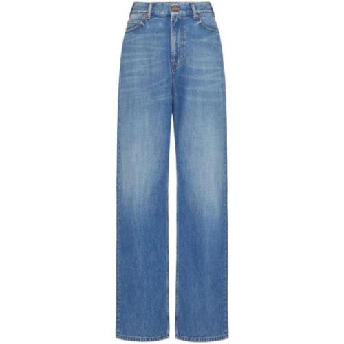Blauwe Jeans met V Gouden Detail Valentino Garavani , Blue , Dames