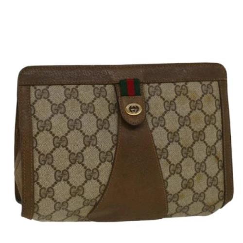 Pre-owned Canvas clutches Gucci Vintage , Beige , Dames