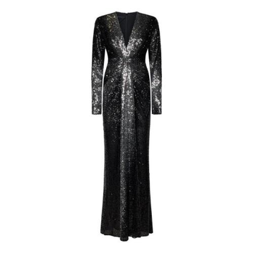 Zwarte pailletten V-hals jurk Zuhair Murad , Black , Dames