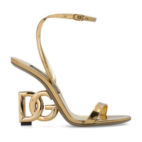 Leren sandalen met hak Dolce & Gabbana , Yellow , Dames