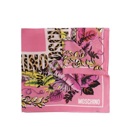 Bedrukte zijden sjaal Moschino , Pink , Unisex