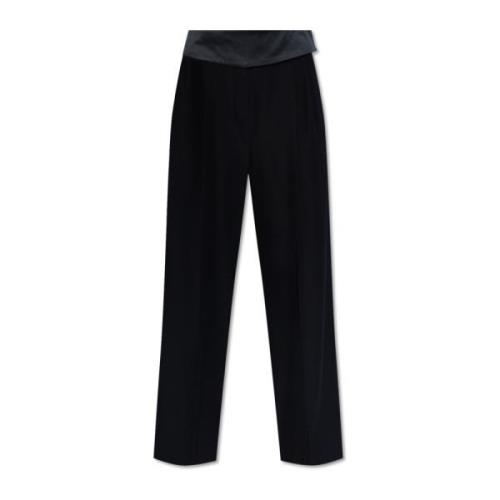 Plooivoorpantalon met satijnen riem Stella McCartney , Black , Dames